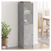 vidaXL Highboard se skleněnými dvířky betonově šedý 35 x 37 x 142 cm