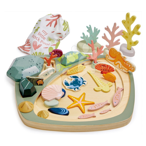 Dřevěná didaktická skládačka Mořský svět My Little Rock Pool Tender Leaf Toys 33 dílů v textilní