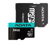 Adata MicroSDXC 64GB U3 V30S až 95MB/s + adapter