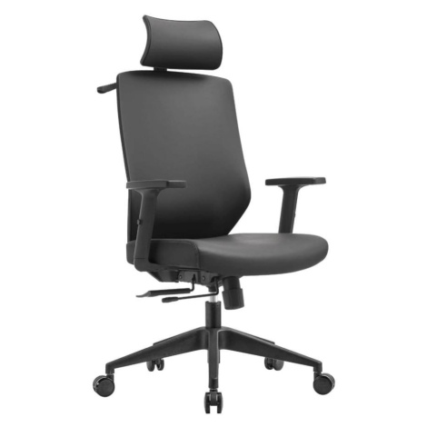 Černé kožené ergonomické křeslo HELLS Chair HC-1052