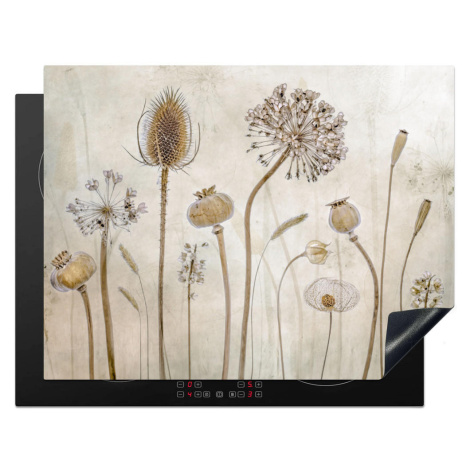 MuchoWow KRYT NA INDUKČNÍ DESKU Květiny - Akvarel - Zátiší - Hnědá - Vintage 77x59 cm