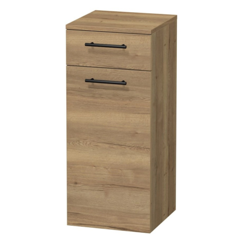 INTEDOOR Nízká skříň BEE, úchyt černý, 1 zásuvka, koš, š. 35 cm, dub Halifax