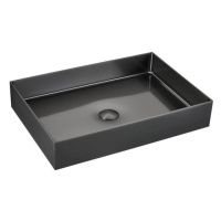 Umyvadlo na desku v barvě gun metal SAT Aurum 55x38 cm bez přepadu SATAUR5538BGM