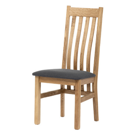 Dřevěná jídelní židle, potah antracitově šedá látka, masiv dub, přírodní odstín Autronic