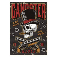 Ilustrace Poster with skeleton skull in top hat, IMOGI, 30 × 40 cm