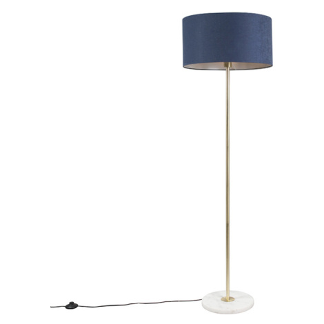 Stojací lampa mosazná s modrým odstínem 50 cm - Kaso QAZQA