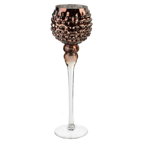 Mondex Skleněný svícen DONNA 40 cm bronzově hnědý