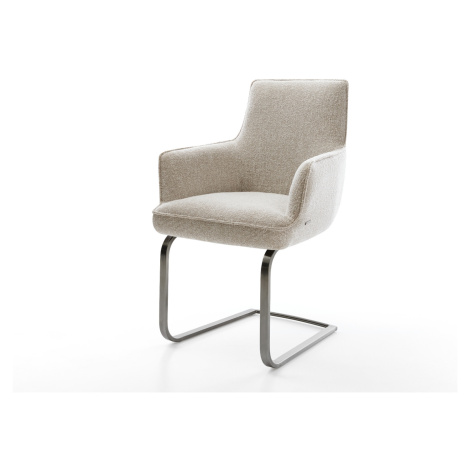 DELIFE Jídelní židle Heira-Flex s područkami tkanina Měkký béžová jídelní židle plochá grafit ta