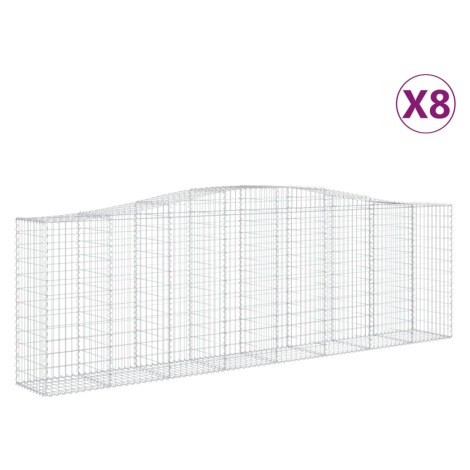 vidaXL Klenuté gabionové koše 8 ks 400x50x120/140cm pozinkované železo