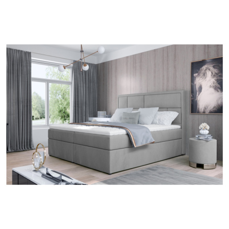 Boxspring BARBARIO 15 180x200, světle šedá látka ELTAP