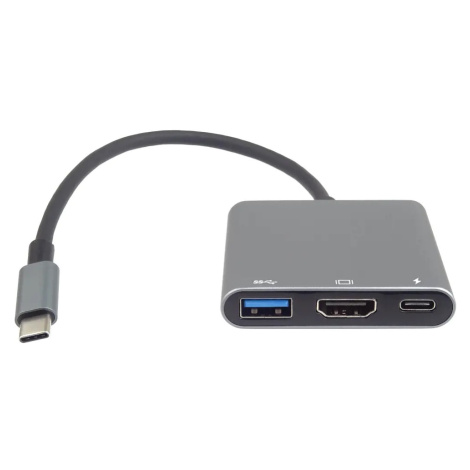 PremiumCord Adaptér USB-C na HDMI + USB3.0 + PD, rozlišení 4K a FULL HD 1080p