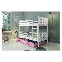 BMS Patrová dětská postel CARINO | 80 x 190 cm Barva: bílá / růžová