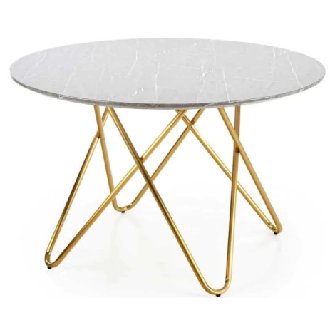 Halmar Jídelní stůl BONELLO - šedý mramor/zlatá