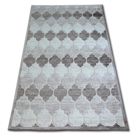 Dywany Lusczow Kusový koberec ACRYLOVY YAZZ 3766 tmavě béžový / hnědý trellis