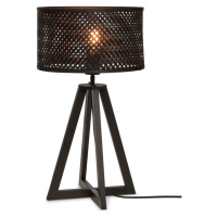 Černá stolní lampa s bambusovým stínidlem (výška 53 cm) Java – Good&Mojo