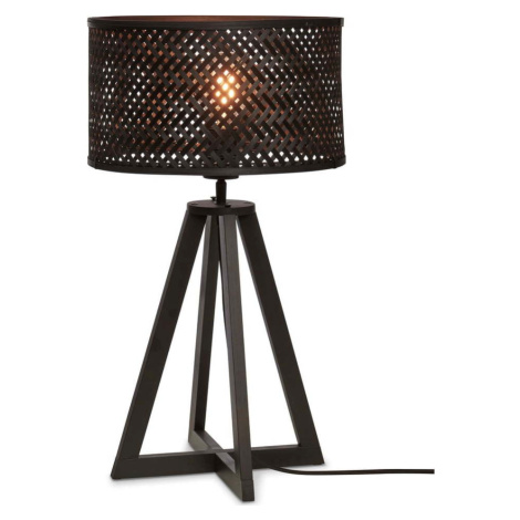 Černá stolní lampa s bambusovým stínidlem (výška 53 cm) Java – Good&Mojo