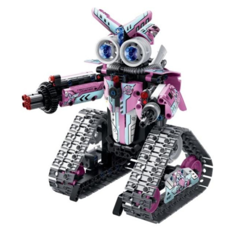 Robot RC skládací plast 15x23cm 2,4GHz na baterie se světlem, zvukem růžový Teddies