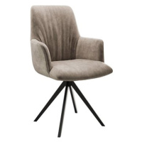 DELIFE Otočná židle Willa-Flex s područkou křížová podnož zaoblená otočná mikrovlákno taupe