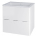 MEREO Siena, koupelnová skříňka s umyvadlem z litého mramoru 61 cm, bílá lesk CN410M