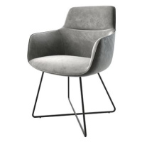 DELIFE Jídelní židle Pejo-Flex šedý samet podnož ve tvaru 