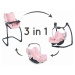 Smoby 3v1 Autosedačka a židle MC & Q pro panenky světle růžová