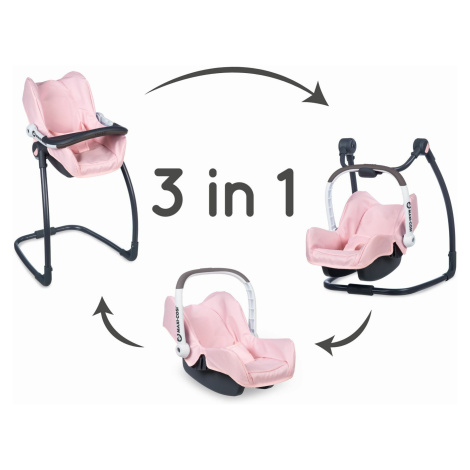 Smoby 3v1 Autosedačka a židle MC & Q pro panenky světle růžová
