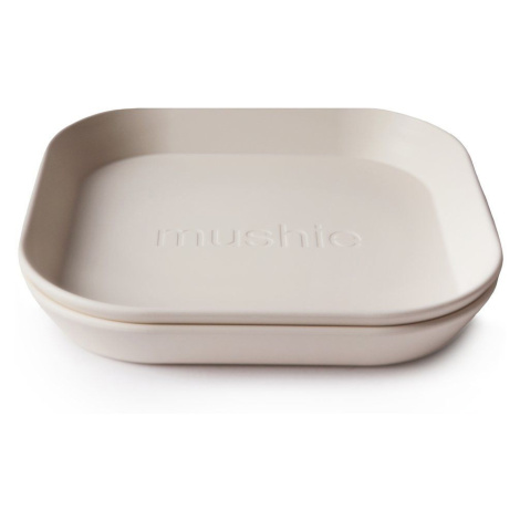 Mushie - hranatý talíř 2 ks - Ivory
