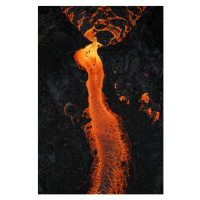 Fotografie Drone image looking down on a lava river, Iceland, Abstract Aerial Art, 26.7x40 cm