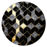 Dywany Łuszczów Kusový koberec Gloss 400B 86 3D geometric black/gold kruh - 120x120 (průměr) kru