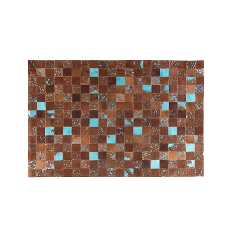 Hnědý kožený patchwork koberec 140x200cm ALIAGA, 41416 BELIANI