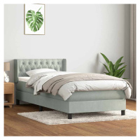 vidaXL Box spring postel s matrací světle šedá 100x220 cm samet