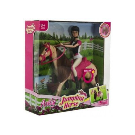 Teddies Kůň hýbající se + panenka žokejka plast 35x36x11cm