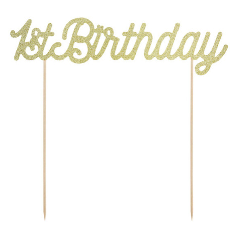 PartyDeco Zápich na dort první narozeniny - 1st Birthday zlatý