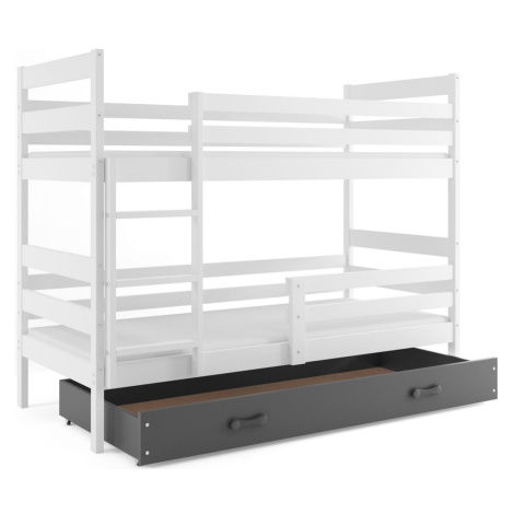 BMS Dětská patrová postel ERYK | bílá Barva: bílá / šedá, Rozměr: 190 x 80 cm