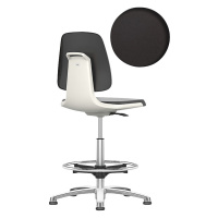bimos Pracovní otočná židle LABSIT, s podlahovými patkami a nožním kruhem, sedák z PU pěny, bílá