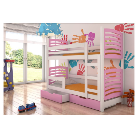 ArtAdrk Dětská patrová postel OSUNA Barva: bílá / růžová