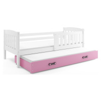 BMS Dětská postel KUBUŠ 2 s přistýlkou | bílá Barva: bílá / růžová, Rozměr: 190 x 80 cm