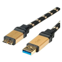 ROLINE Gold USB 3.0 SuperSpeed USB 3.0 A(M) -> micro USB 3.0 B(M), 1.8m - černo/zlatý