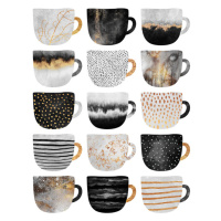 Ilustrace Pretty Coffee Cups, Elisabeth Fredriksson, (30 x 40 cm)