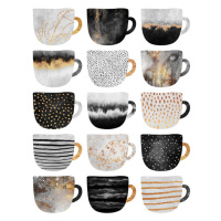 Ilustrace Pretty Coffee Cups, Elisabeth Fredriksson, 30 × 40 cm