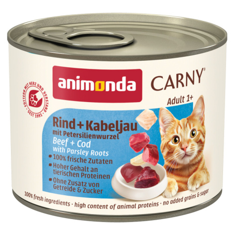 Animonda Carny Adult 12 x 200 g - Hovězí, treska & kořenová petržel