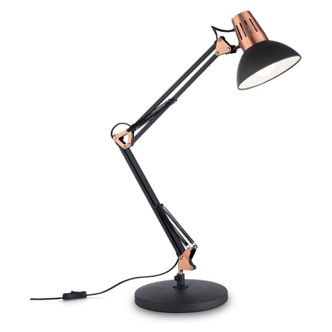 Ideallux Stolní lampa Wally s kloubovým ramenem, černá/měď IDEAL LUX