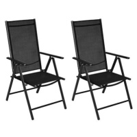 Skládací zahradní židle 2 ks hliník a textilen černé 41730