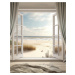 Obrazy na stěnu - Výhled z francouzského okna na moře Rozměr: 40x50 cm, Rámování: bez rámu a bez