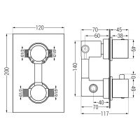 MEXEN Cube termostatická baterie sprcha/vana 2-output chrom 77502-00