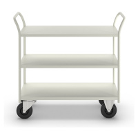 Kongamek Stolový vozík KM41, 3 etáže, d x š x v 1080 x 450 x 975 mm, bílá, 2 otočná a 2 pevná ko