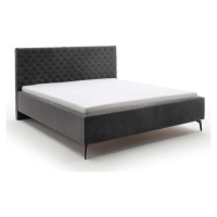 Tmavě šedá čalouněná dvoulůžková postel s úložným prostorem s roštem 160x200 cm La Maison – Meis