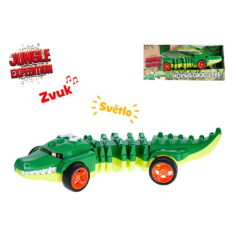 MIKRO TRADING - Jungle Expedition krokodýl 31cm jezdící na baterie se světlem a zvukem v krabičc