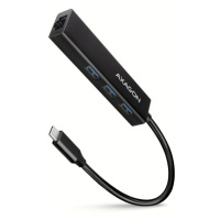 AXAGON HMC-GL3A, USB 3.2 Gen 1 hub, porty 3x USB-A + Gigabit Ethernet, kovový, kabel USB-C 20cm