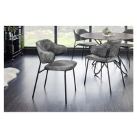 Estila Moderní designová jídelní židle Mildred s šedým sametovým čalouněním a černýma nohama z k